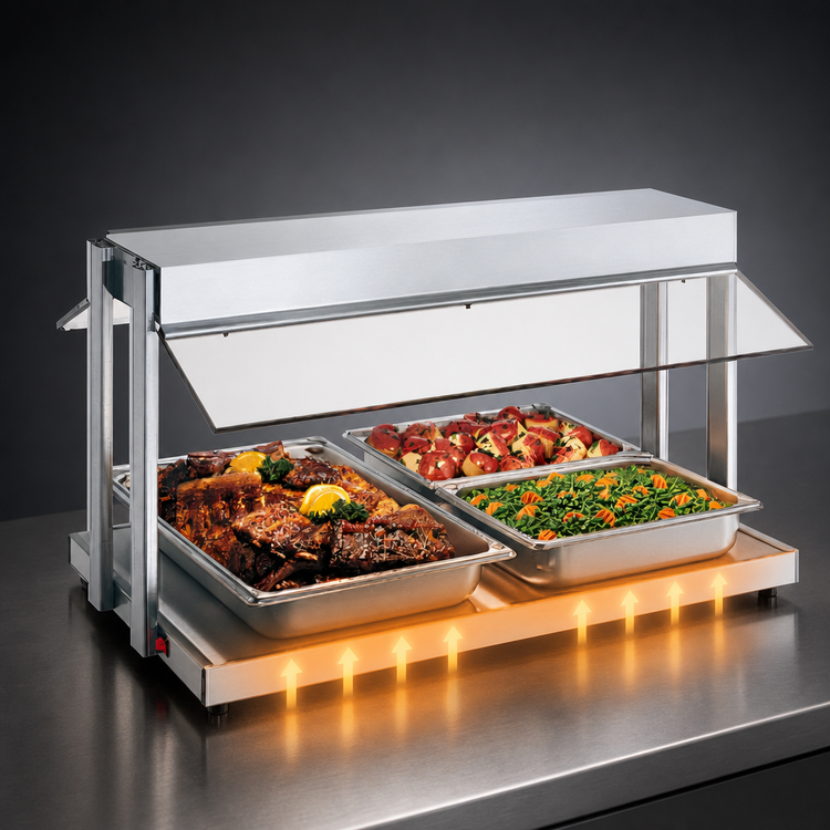 Product image #3 for Hatco Glo-Ray 36-Inch Countertop Buffet Warmer with Heated Base and Sneeze Guards