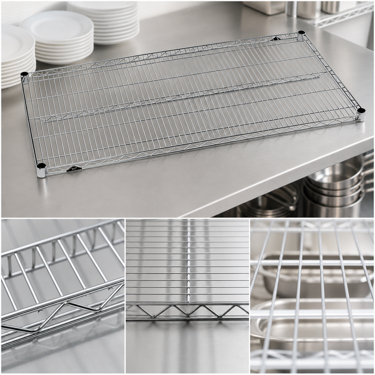Product image #3 for Metro Super Erecta 72 Inch x 18 Inch Open Wire Shelf, Type 304 Stainless Steel