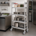 Thumbnail image #3 for Fermostock 4-Tier Mobile Perforated Polymer Shelving Unit, 47-Inch Wide x 14-Inch Deep x 71-Inch High, Gray