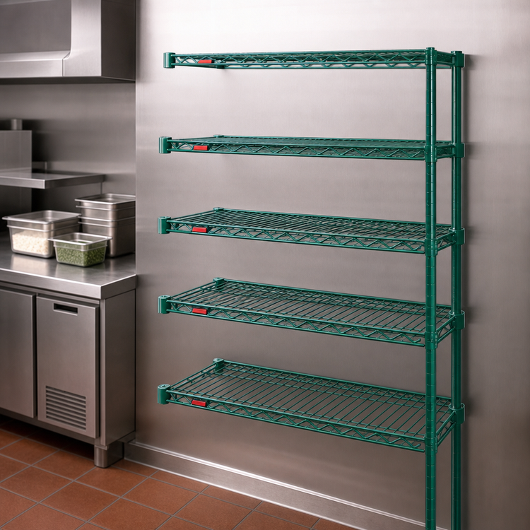 Product image #3 for Eagle Valu-Gard 24" x 18" x 74" 5-Tier Add-On Wire Shelving Unit, Green Epoxy Finish