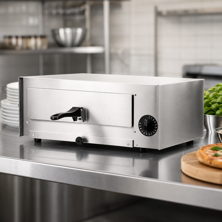 Product image #4 for Omcan Countertop Stainless Steel Electric Pizza Deck Oven for 12-Inch Pizzas
