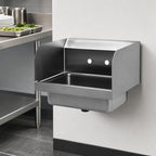 Thumbnail image #3 for Eagle Group BlendPort® BPHS-1014-LRS-NF Wall-Mount Stainless Steel Hand Sink with Side Splashes and Basket Drain, 14 x 10 x 5-Inch Bowl