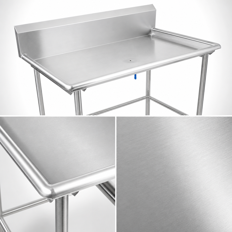 Product image #3 for John Boos 48-7/8-Inch 16-Gauge 300-Series Stainless Steel Dish Sorting Table with 10-Inch Backsplash