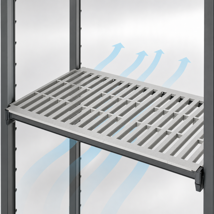 Product image #3 for Cambro Camshelving Basics Plus 24-Inch Deep x 42-Inch Long Vented Shelf Kit, 5 Shelves, Brushed Graphite