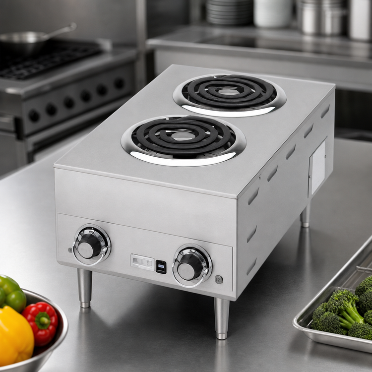 Product image #3 for Wells H-63 Countertop Electric Hot Plate with 2 Flat Spiral Burners
