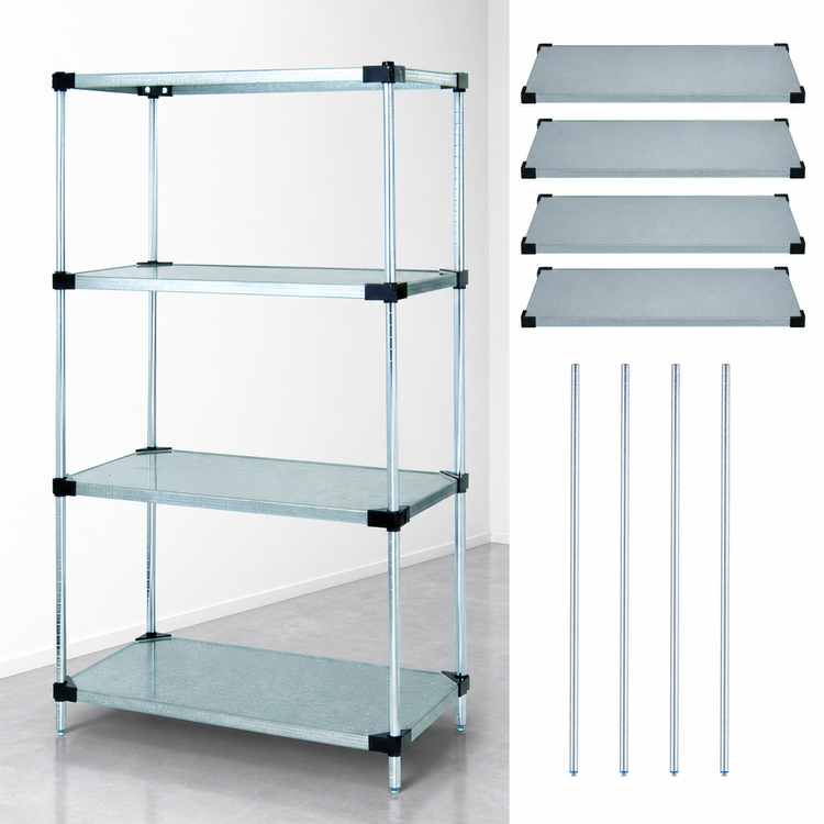 Product image #3 for Quantum 24"W x 18"D x 86"H Solid Shelving Starter Kit with 4 Shelves and 4 Posts