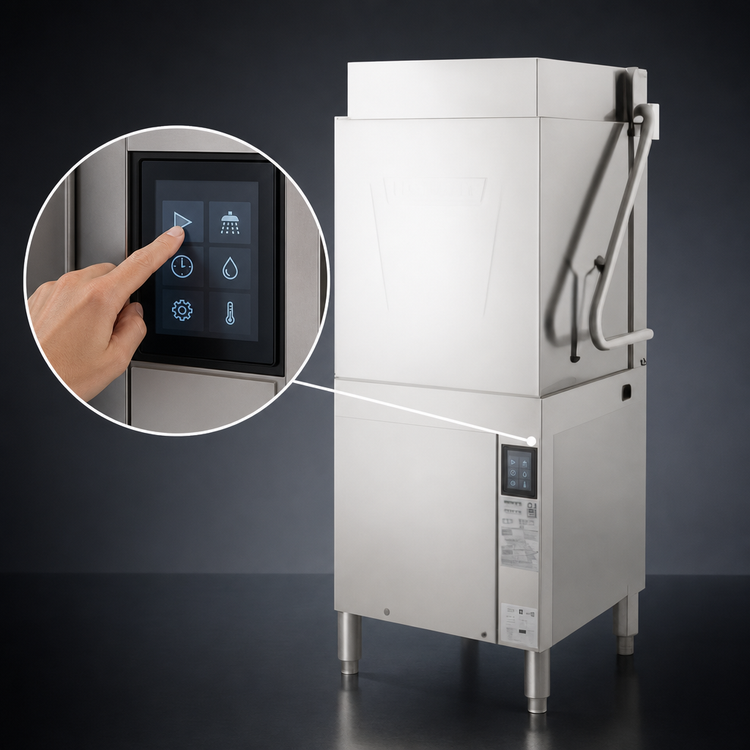 Product image #3 for Hobart AM16T-BAS-8 Tall Base High-Temperature Door-Type Dishwasher, 60 Racks/Hour, Smart Touchscreen, Wi-Fi