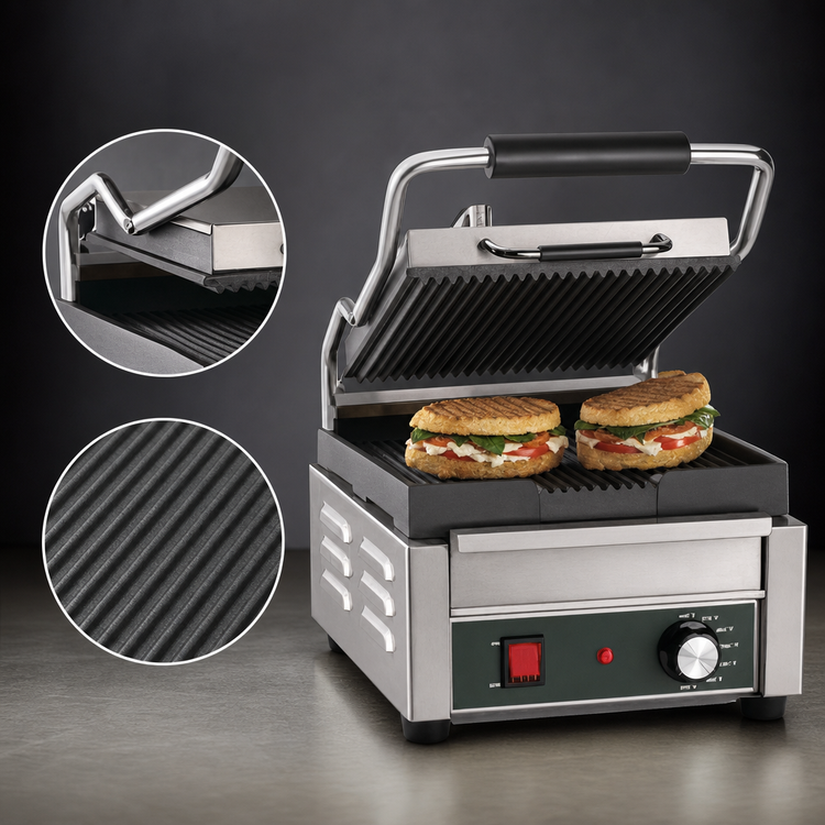 Product image #3 for Waring Panini Perfetto™ Compact Single Ribbed Countertop Panini Grill, 120V