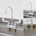 Thumbnail image #3 for T&S Brass Workboard Mixing Faucet, Deck Mount, 4-Inch Centers, 5-3/4-Inch Swivel Gooseneck, 0.5 GPM VR Non-Aerated Spray Device
