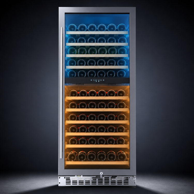 Product image #3 for KoolMore 23-Inch Dual Zone 92-Bottle Wine Refrigerator, Freestanding or Built-In, Stainless Steel Door Frame