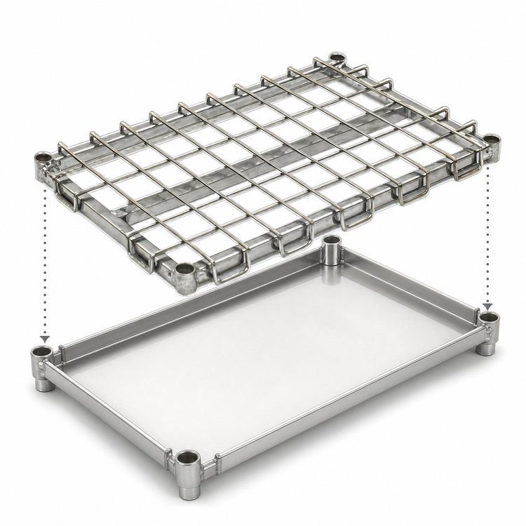 Product image #3 for Eagle Group 24" x 24" Chrome Dunnage Shelf with Removable Wire Mat Assembly