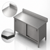 Thumbnail image #3 for John Boos 60-Inch x 24-Inch Stainless Steel Enclosed Base Work Table with Sliding Doors and 5-Inch Backsplash
