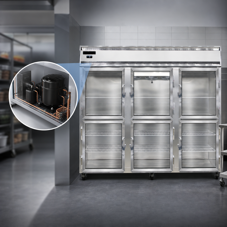 Product image #3 for Continental Refrigerator 3FENSAGDHD Three-Section Extra-Wide Display Reach-In Freezer with Half-Height Glass Doors