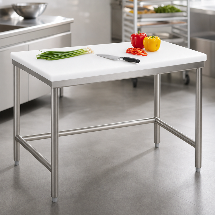 Product image #3 for 36 x 24 Inch White Poly Top Chopping Table with Stainless Steel Tubular Base