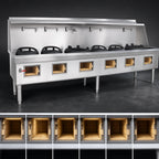 Thumbnail image #3 for Town Equipment MasterRange M-6-STD 6-Section Gas Wok Range with Brick-Lined Chambers, Swing Faucets, and Knee L-Lever Control