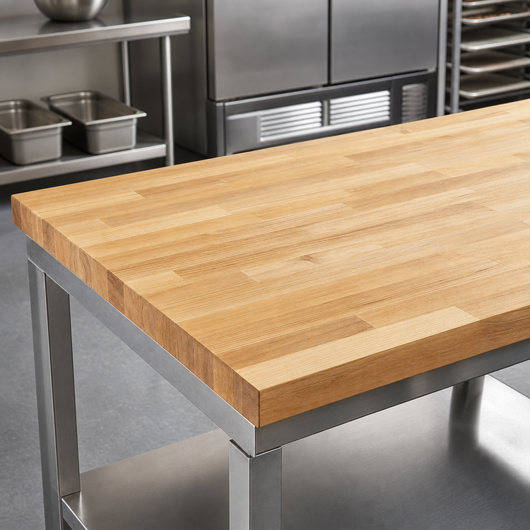 Product image #3 for John Boos Northern Hard Rock Maple Edge Grain Flat Top Baker's Table Top, 96 x 48 x 2-1/4 Inch