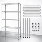 Thumbnail image #3 for Quantum WR74-3060S-5 Stationary Wire Shelving Starter Kit, 5-Shelf, 304 Stainless Steel, 60"W x 30"D x 74"H