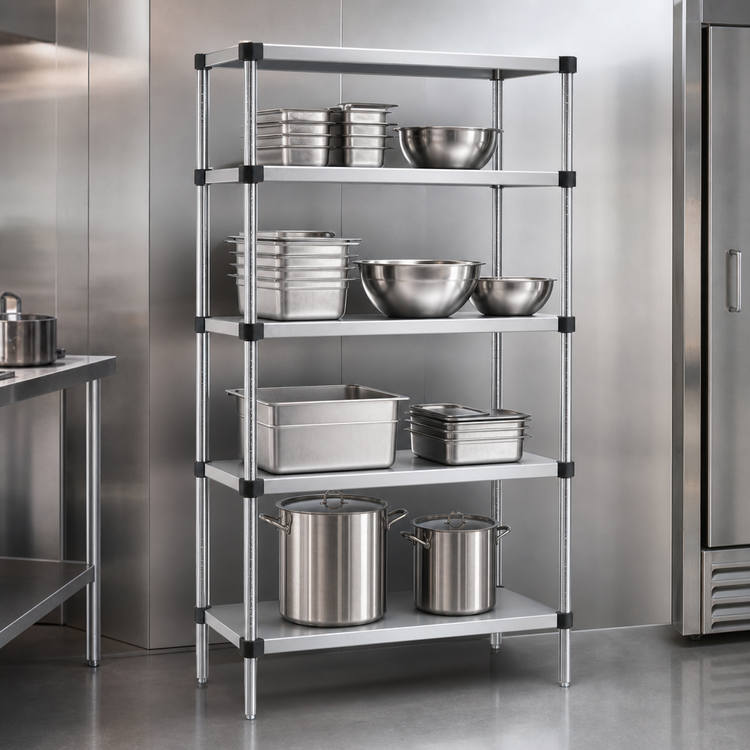 Product image #3 for Quantum 54 x 21 x 63-Inch Stationary 304 Stainless Steel Solid Shelving Starter Kit