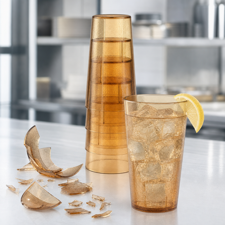 Product image #4 for Carlisle Stackable 24 oz Amber SAN Tumbler, Cash 'N Carry Shrink Pack