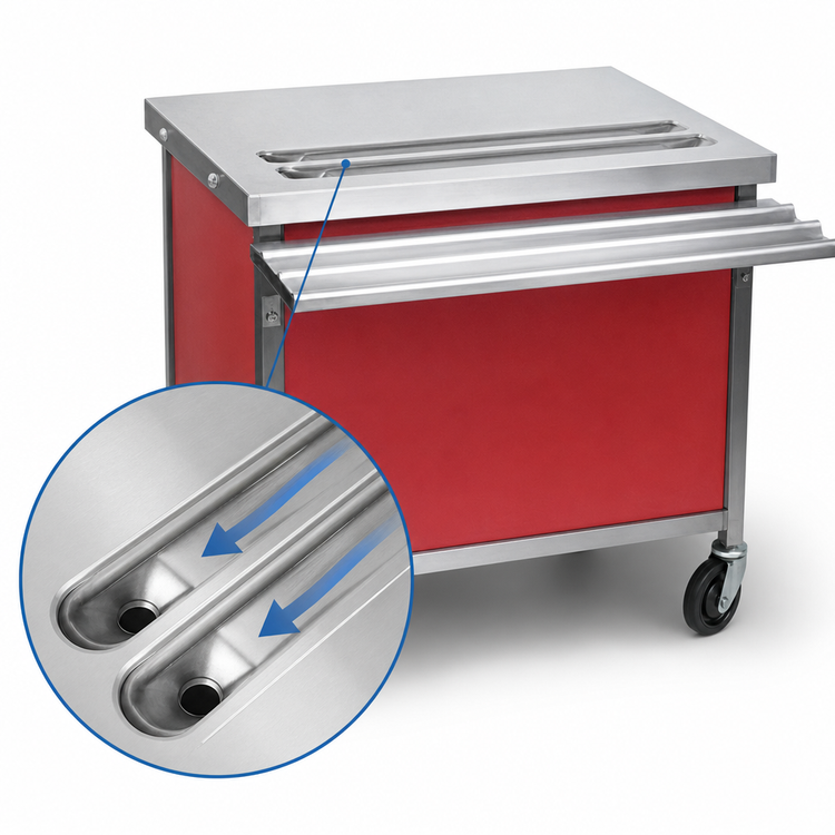 Product image #3 for Eagle Director's Choice 36-Inch Mobile Beverage Counter with Dual Drain Troughs and Stainless Steel Top