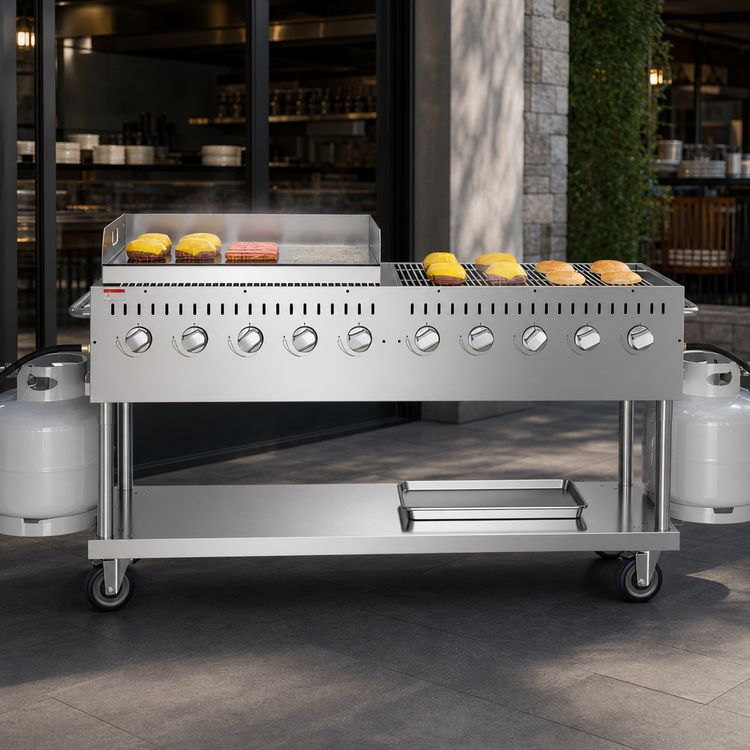 Product image #3 for 72-Inch Commercial Outdoor Propane Gas Grill/Charbroiler with 36-Inch Griddle and 10 Burners
