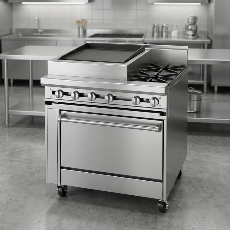 Product image #2 for Titan JTRH-24B-1HT-36 36-Inch Heavy Duty Gas Range with Charbroiler and Hot Top
