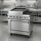 Thumbnail image #2 for Jade Range (Middleby) Titan JTRH-24B-1HT-36 36-Inch Commercial Gas Range with 24-Inch Charbroiler, 12-Inch Hot Top and Standard Oven