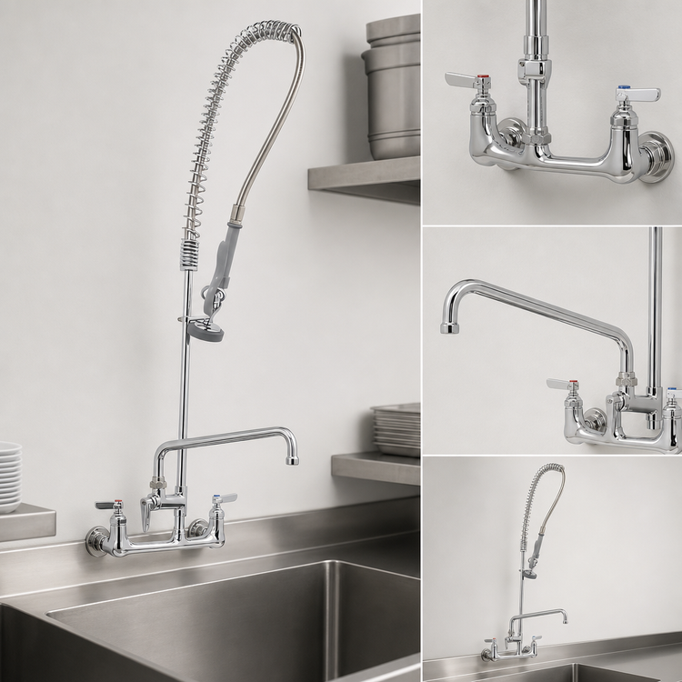 Product image #3 for T&S Brass EasyInstall Wall-Mount Pre-Rinse Unit with 12-Inch Add-On Faucet, 8-Inch Centers