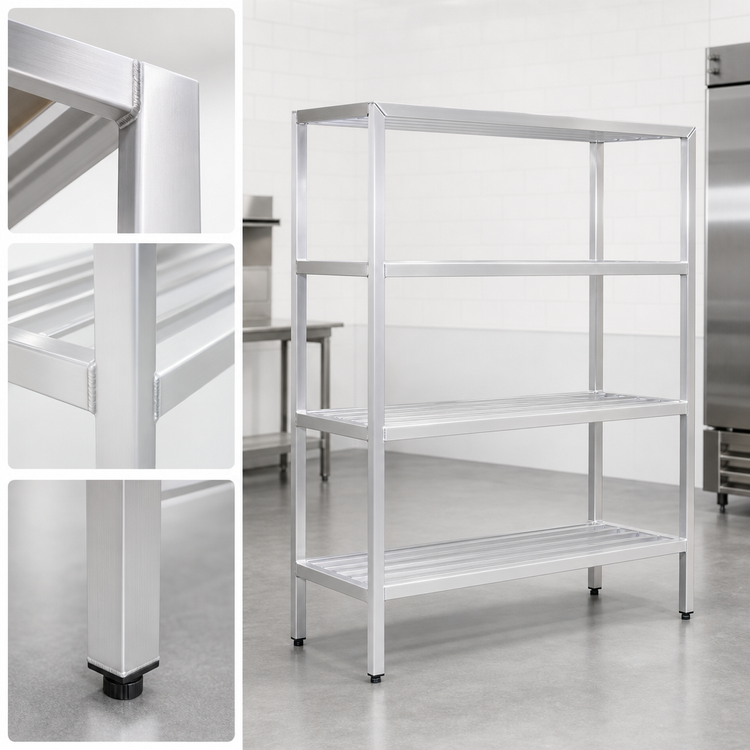 Product image #3 for New Age H.D. Series All-Welded 4-Tier Heavy Duty Aluminum Shelving Unit, 72" W x 24" D x 72" H