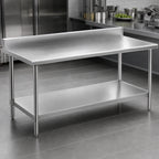 Thumbnail image #3 for Eagle Group Spec-Master T24144SEM-BS 144-Inch Stainless Steel Work Table, 24-Inch Deep, Marine Edge, 4-1/2-Inch Backsplash, Adjustable Undershelf