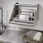 Thumbnail image #3 for Eagle Group 606298-X Wall-Mounted Tubular Dishtable Rack Shelf, 63"W x 15-1/2"D x 12"H, Knock-Down, 304 Stainless Steel