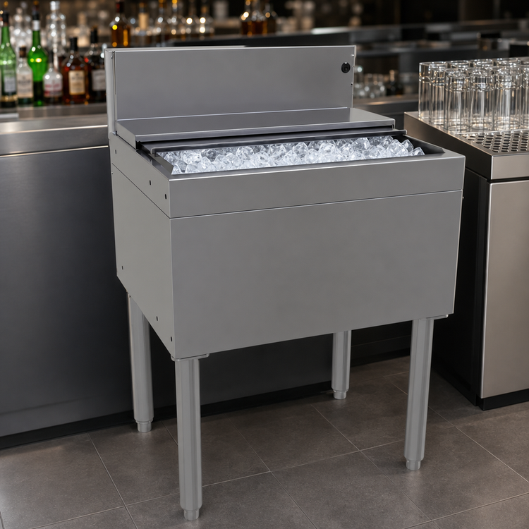 Product image #3 for Glastender 24-Inch Underbar Ice Bin with Sliding Stainless Steel Cover, 67 lb Capacity