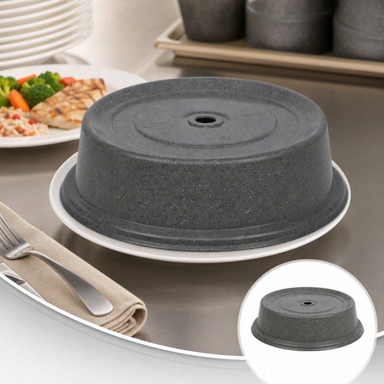 Product image #4 for Cambro Versa Camcover Round Fiberglass Plate Cover, 10-5/16 Inch Inside Diameter, Granite Gray