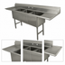 Thumbnail image #3 for Advance Tabco 3-Compartment Fabricated Stainless Steel Sink with Left and Right Drainboards, 100-Inch Long