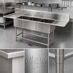 Thumbnail image #3 for Eagle Group BlendPort® BPS-2472-3-FC 3-Compartment Commercial Sink, 24" x 24" Bowls, 14" Deep, 16-Gauge 304 Stainless Steel, No Drainboards