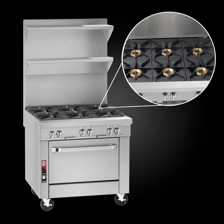 Product image #3 for Southbend Platinum 32-Inch Heavy Duty Gas Range with 6 Open Burners and Convection Oven