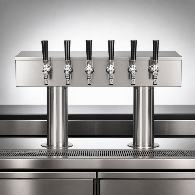 Product image #3 for Pro-Line Direct Draw Double Pedestal Conversion Tower, 24-Inch Box, 2-Column, 6-Faucet, Air-Cooled Stainless Steel