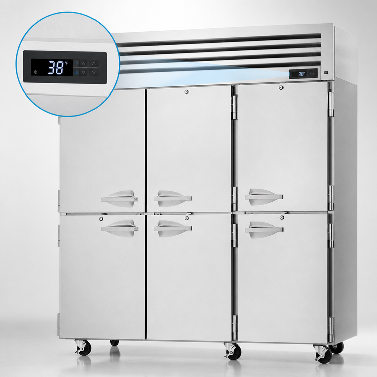 Product image #3 for Turbo Air PRO Series Three-Section Reach-In Refrigerator, 74.78 Cu. Ft., 6 Solid Half Doors