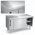 Thumbnail image #3 for La Rosa 48-Inch x 32-Inch Stainless Steel Utility Stand Cabinet Base with Sliding Doors