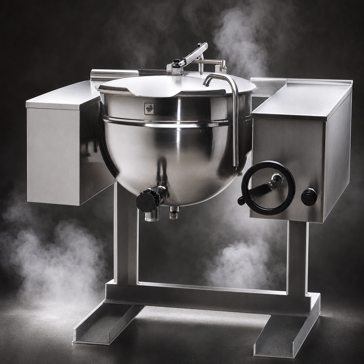 Product image #3 for Legion 100-Gallon Direct Steam Tilting Wall-Mount Steam Kettle, 2/3 Jacket