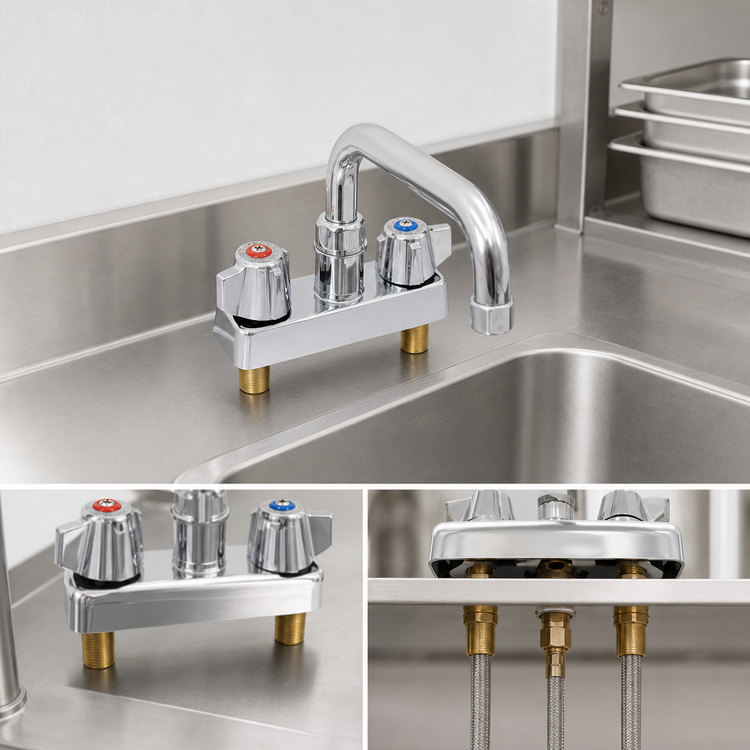 Product image #3 for Deck-Mount Manual Faucet with 8-Inch Swing Spout, 4-Inch Centers, Low Lead
