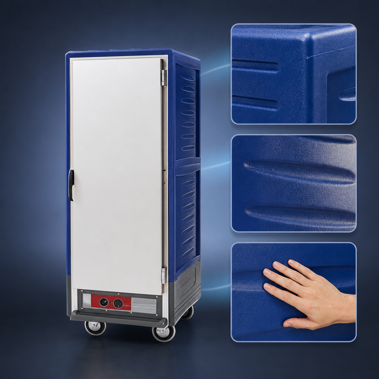 Product image #3 for Metro C5 3 Series Full-Height Mobile Heated Holding Cabinet with Blue Insulation Armour, Solid Door, Lip Load Slides