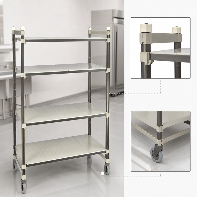 Product image #3 for Camshelving Elements XTRA 4-Tier High Density Top Rail Mobile Starter Unit with Solid Shelves, 21 x 42 x 80 Inches