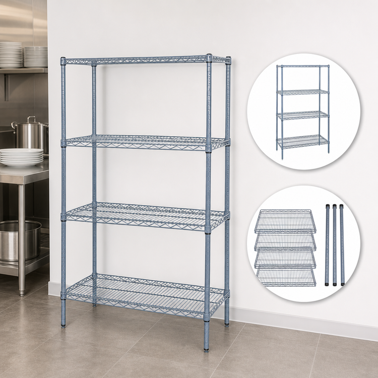 Product image #3 for Quantum 42 x 24 x 74 Inch Wire Shelving Starter Kit with Gray Epoxy Antimicrobial Finish