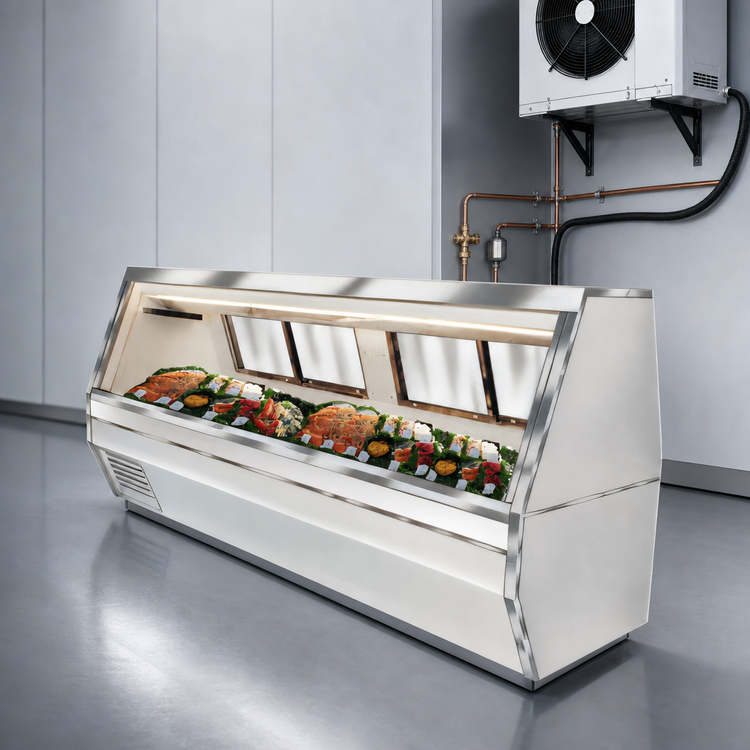 Product image #3 for Howard-McCray 50-Inch Remote Fish and Poultry Service Case, Double Duty, Straight Glass Front, Stainless Steel, LED Lighting