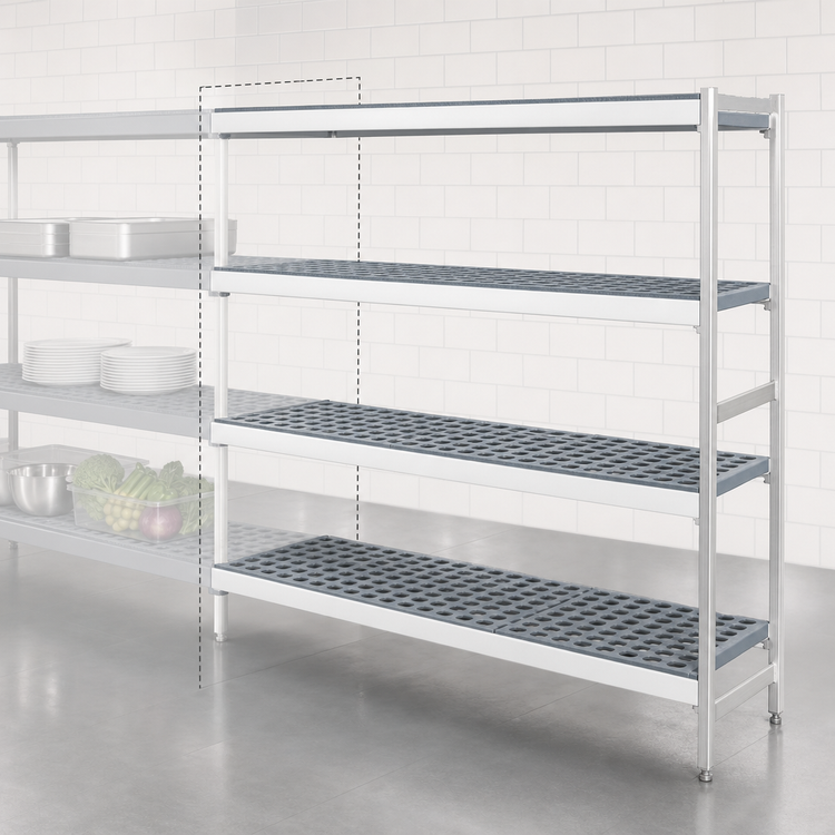 Product image #3 for Fermostock 4-Tier Polymer Shelving Unit Expansion Kit, 83-Inch H x 47-Inch W x 18-Inch D