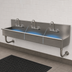 Thumbnail image #3 for 3-Station Wall-Mounted Stainless Steel Hand Wash Sink with 3 Faucets, 60 Inch Wide