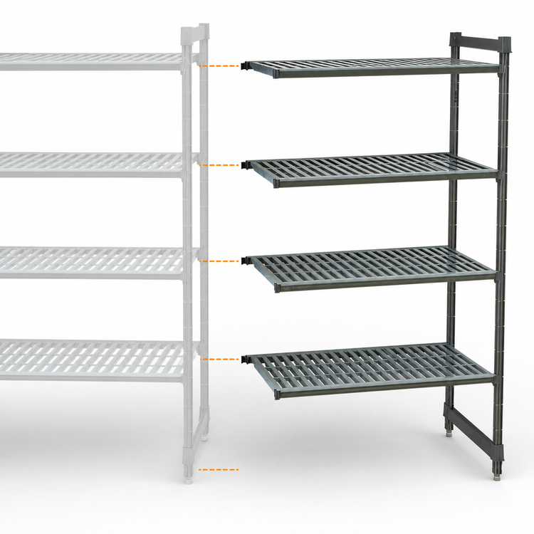 Product image #3 for Cambro Camshelving Basics Plus 5-Tier Vented Polymer Shelving Add-On Unit, 21-Inch Deep x 42-Inch Wide x 64-Inch High, Brushed Graphite