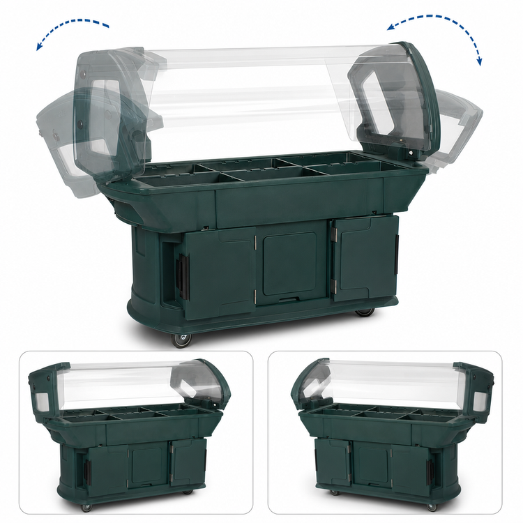Product image #4 for Maximizer 6-Foot Mobile Ice-Cooled Food Bar with Tilting Acrylic Sneeze Guard and Built-In Faucet