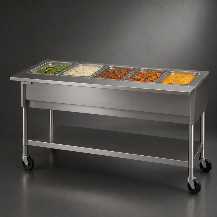 Product image #3 for Eagle Group Portable Electric Hot Food Table with 5 Dry Wells, Open Base, 82-Inch Wide